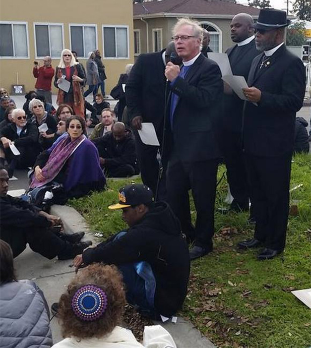 Bishop Marc Andrus at an interfaith Black Lives Matter rally and die-in