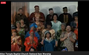 Singing with the Allen Temple Baptist Church Unity Choir (livestream image)
