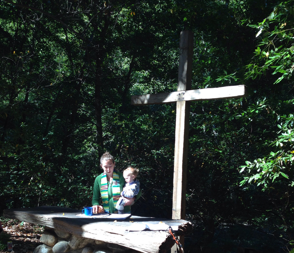 Liz presiding with Sam at Big Sur