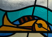 Shell and fish stained glass
