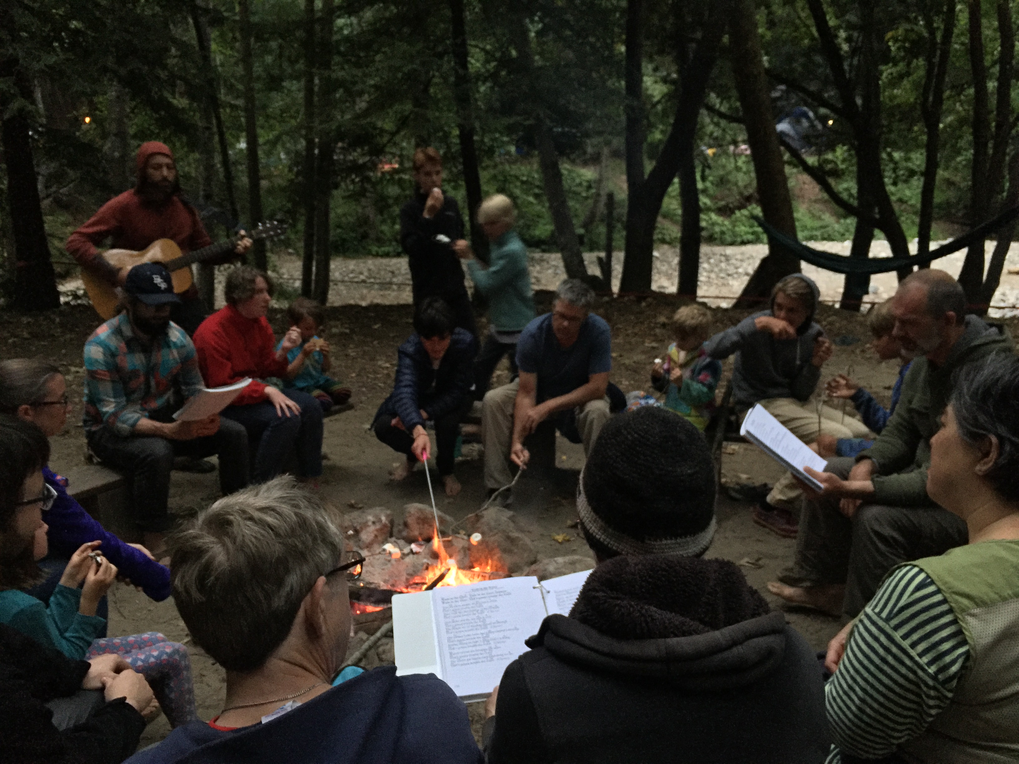 Campfire with s'mores and singing